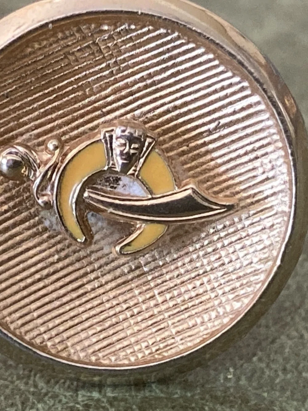 Vintage Anson Shriners Crescent & Scimitar Cufflinks – Gold Tone Engine Turned